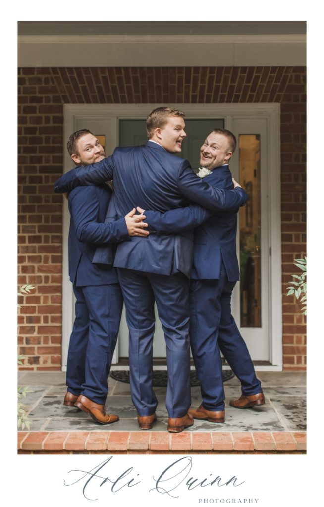 The Bro Hug Groomsmen Photo